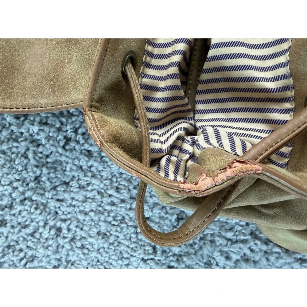 Urban Expressions Tan Faux Suede Buckle Backpack Camel Distressed Boho Bag
